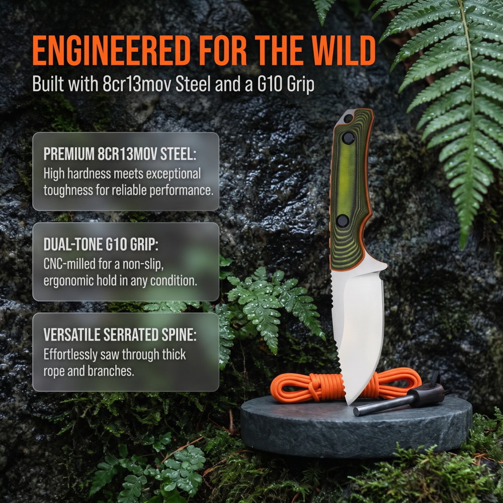 Bushcraft Knife Fixed - 15017 Faca de Lâmina Fixa para